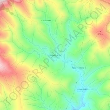Carte topographique Roda Cimeira, altitude, relief
