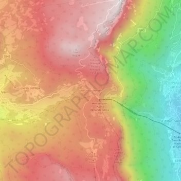 Carte topographique Mendola, altitude, relief