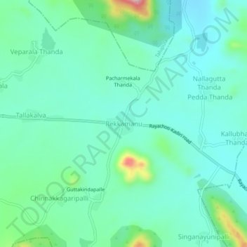 Carte topographique Rekkamanu, altitude, relief