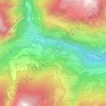 Carte topographique Platt, altitude, relief