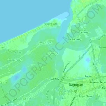 Carte topographique Lomboy, altitude, relief