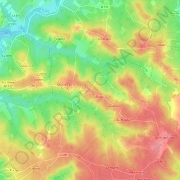 Carte topographique Grand Village, altitude, relief