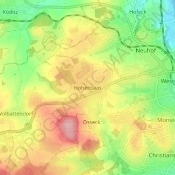 Carte topographique Hohensaas, altitude, relief