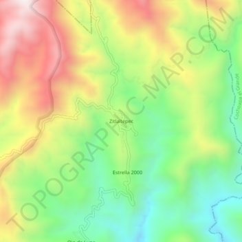 Carte topographique Zitlaltepec, altitude, relief