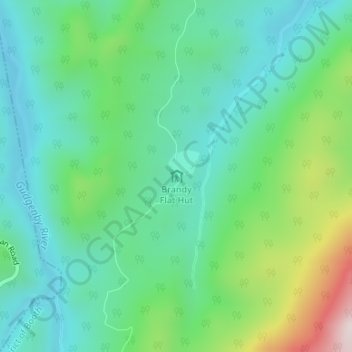 Carte topographique Brandy Flat Hut, altitude, relief