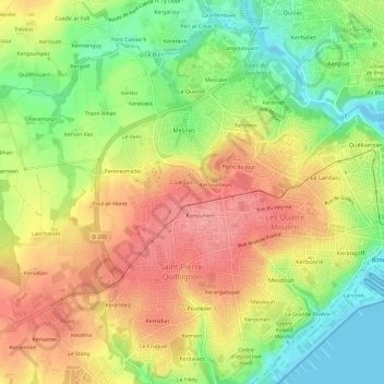 Carte topographique Keranroux, altitude, relief
