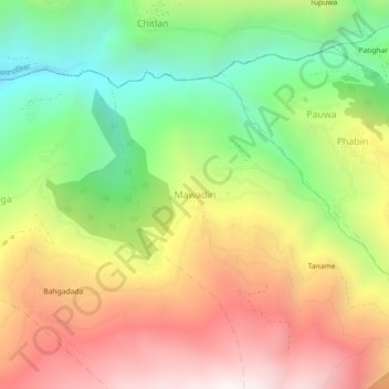 Carte topographique Mawadin, altitude, relief