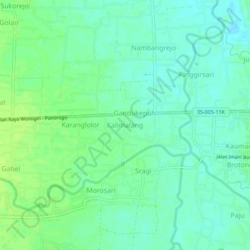 Carte topographique Kalimalang, altitude, relief