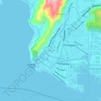 Carte topographique Banicain, altitude, relief