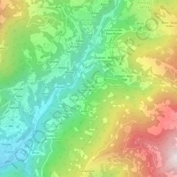 Carte topographique Maso Omeri, altitude, relief