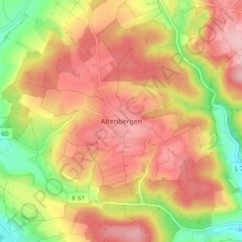Carte topographique Altenbergen, altitude, relief