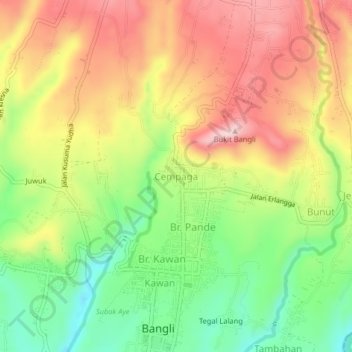 Carte topographique Cempaga, altitude, relief