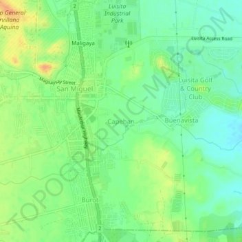 Carte topographique Capehan, altitude, relief