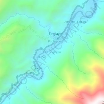 Carte topographique Old Tinglayan, altitude, relief