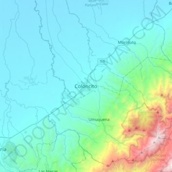 Carte topographique Coloncito, altitude, relief