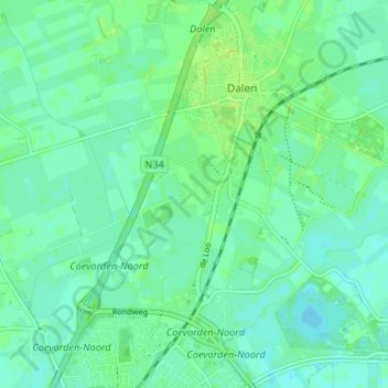 Carte topographique De Bente, altitude, relief