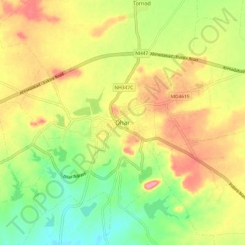 Carte topographique Dhar, altitude, relief