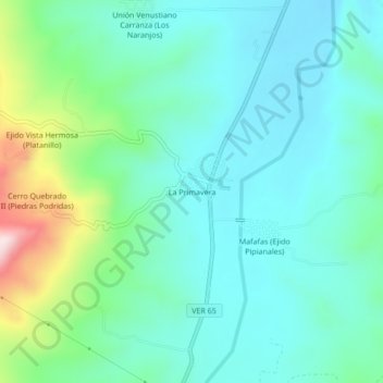 Carte topographique La Primavera, altitude, relief
