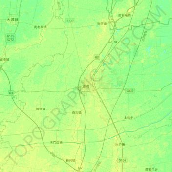 Carte topographique Qing, altitude, relief