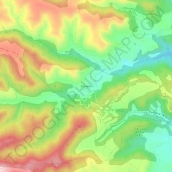 Carte topographique Clariana, altitude, relief