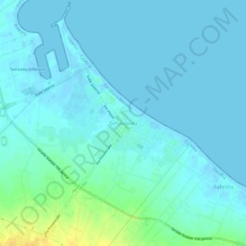 Carte topographique Schiavonea, altitude, relief
