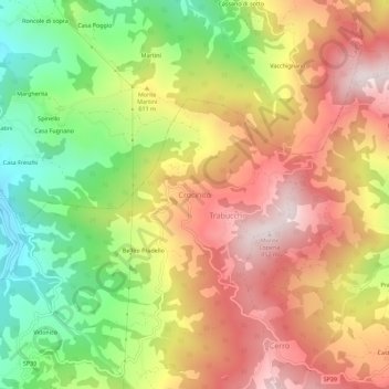 Carte topographique Crocinito, altitude, relief