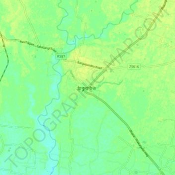 Carte topographique Thakurgaon, altitude, relief
