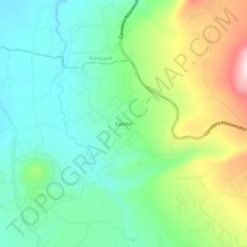 Carte topographique Cachivi, altitude, relief