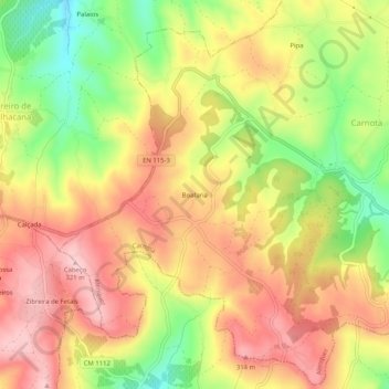 Carte topographique Boafaria, altitude, relief
