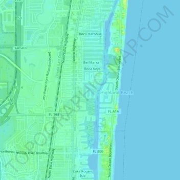 Carte topographique Caribbean Key, altitude, relief