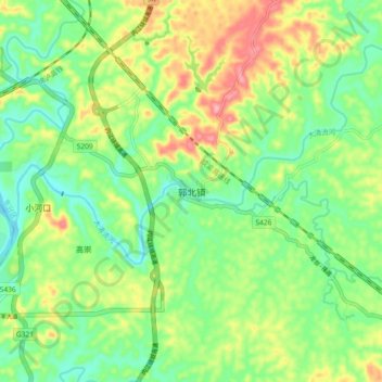 Carte topographique Guobei, altitude, relief