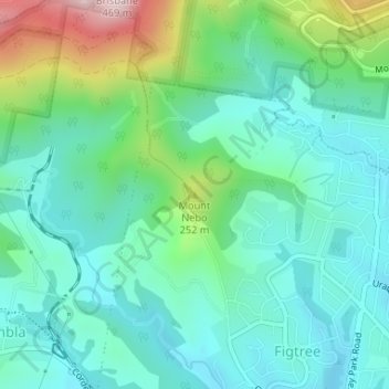 Carte topographique Mount Nebo, altitude, relief