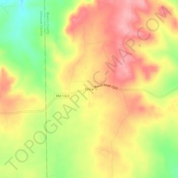 Carte topographique Tosca, altitude, relief