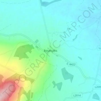 Carte topographique Rosenallis, altitude, relief