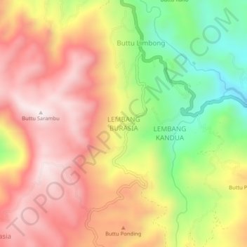 Carte topographique LEMBANG BURASIA, altitude, relief