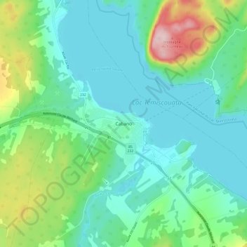 Carte topographique Cabano, altitude, relief