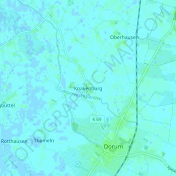 Carte topographique Knakenburg, altitude, relief