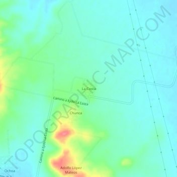 Carte topographique La Costa, altitude, relief