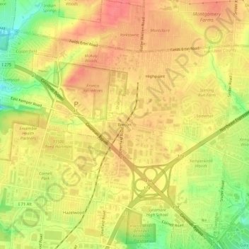 Carte topographique Brecon, altitude, relief