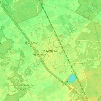 Carte topographique Maarheeze, altitude, relief