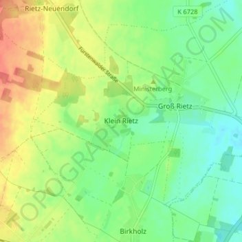 Carte topographique Klein Rietz, altitude, relief
