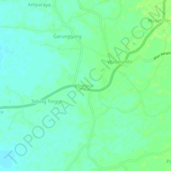 Carte topographique Simpur, altitude, relief