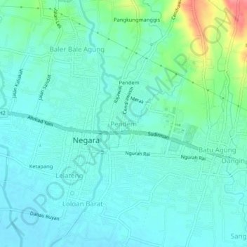 Carte topographique Pendem, altitude, relief