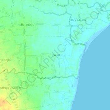 Carte topographique Ticalan, altitude, relief