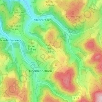Carte topographique Sellmecke, altitude, relief