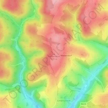 Carte topographique Medendorf, altitude, relief