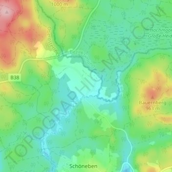 Carte topographique Gugu, altitude, relief