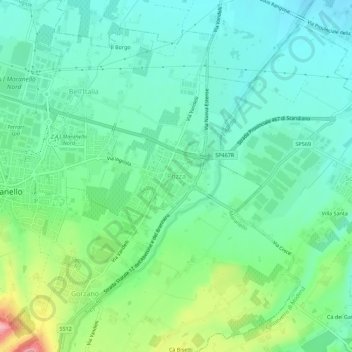 Carte topographique Pozza, altitude, relief