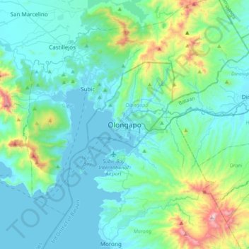 Carte topographique Olongapo, altitude, relief