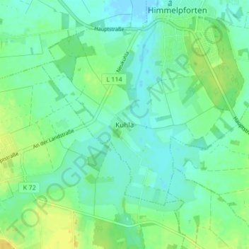 Carte topographique Kuhla, altitude, relief